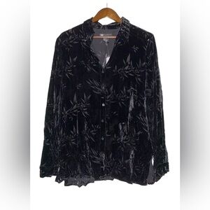 Carole Little‎ Silk Blend Velvet Burnout Floral Shirt XL NEW Career Office Work